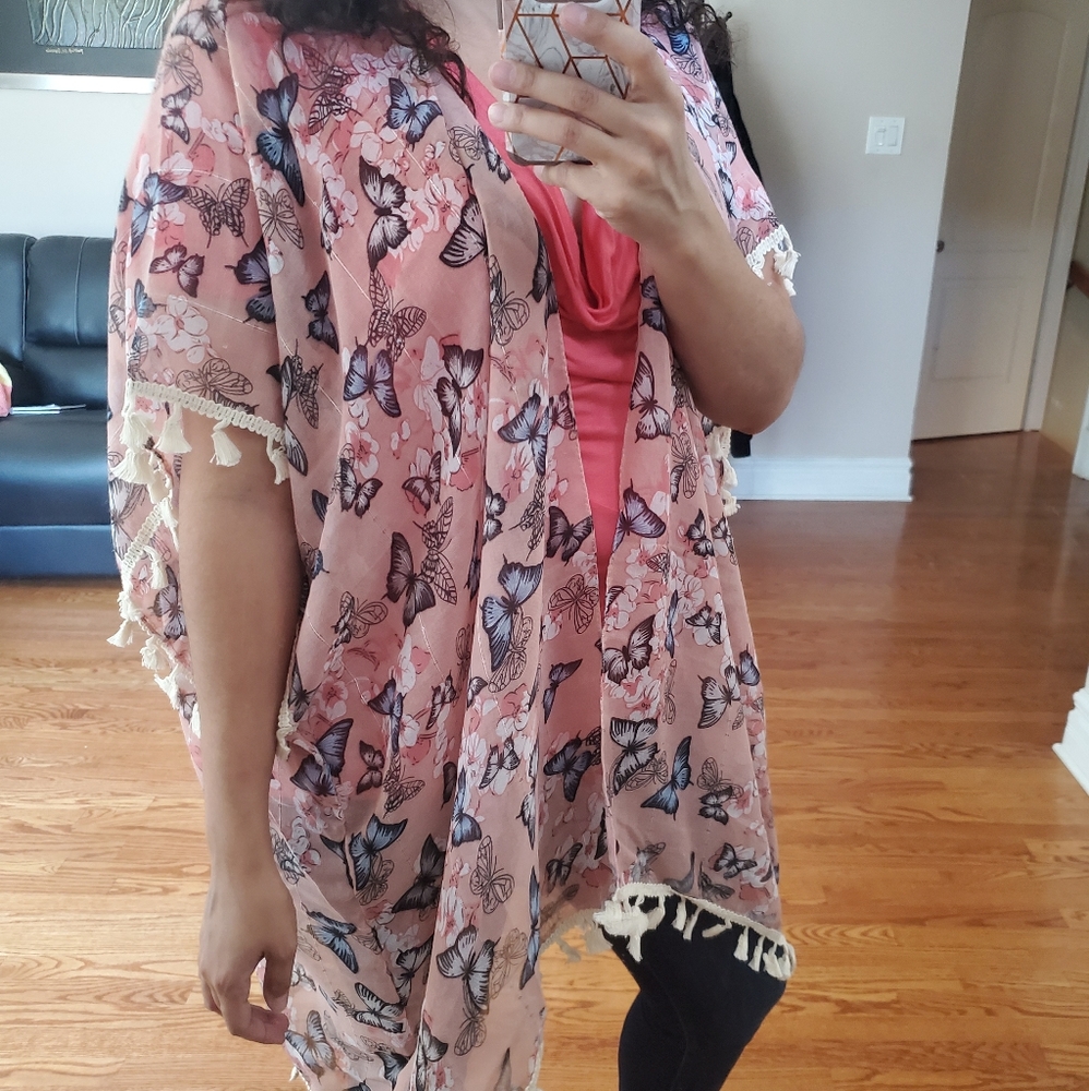 Pink Butterfly Kimono - Picture 2 of 4